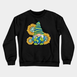 Sunflower Gnome With Heart Earth Day Crewneck Sweatshirt